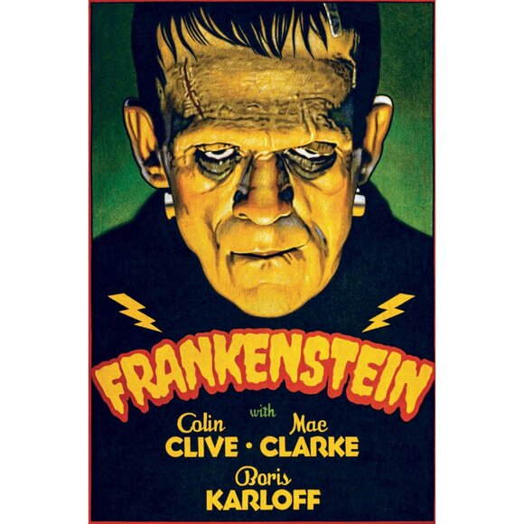 Frankenstein Movie Poster Black Tee Tattoo Art Men's T-shirt S-M-L-XL-2XL NWT - Picture 2 of 5